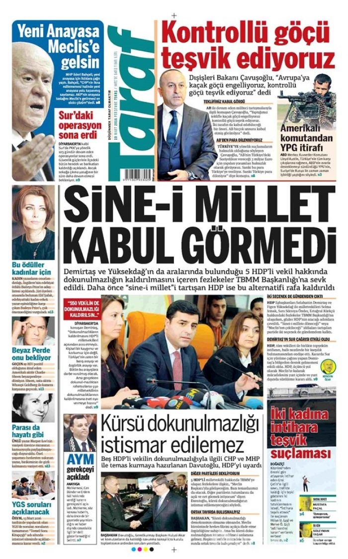 Günün gazete manşetleri 10 Mart 2016