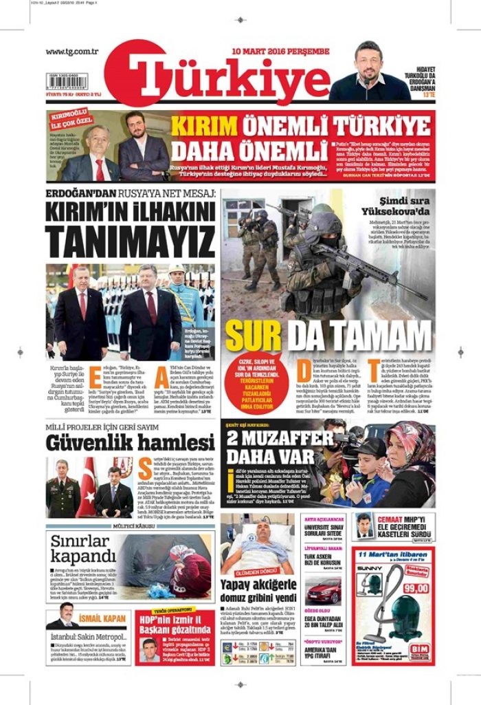 Günün gazete manşetleri 10 Mart 2016