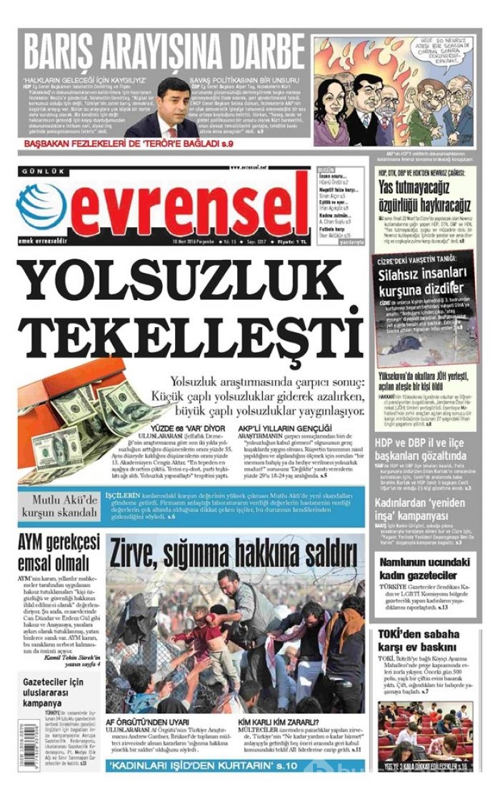 Günün gazete manşetleri 10 Mart 2016