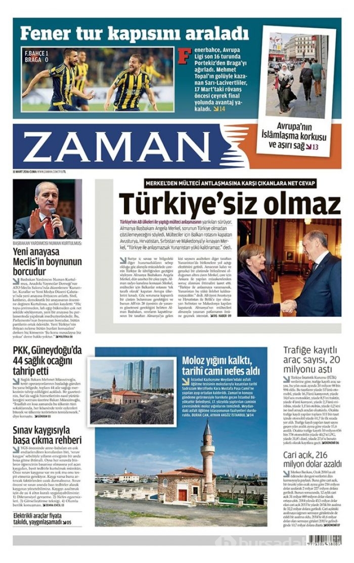 Günün gazete manşetleri  11 Mart 2016