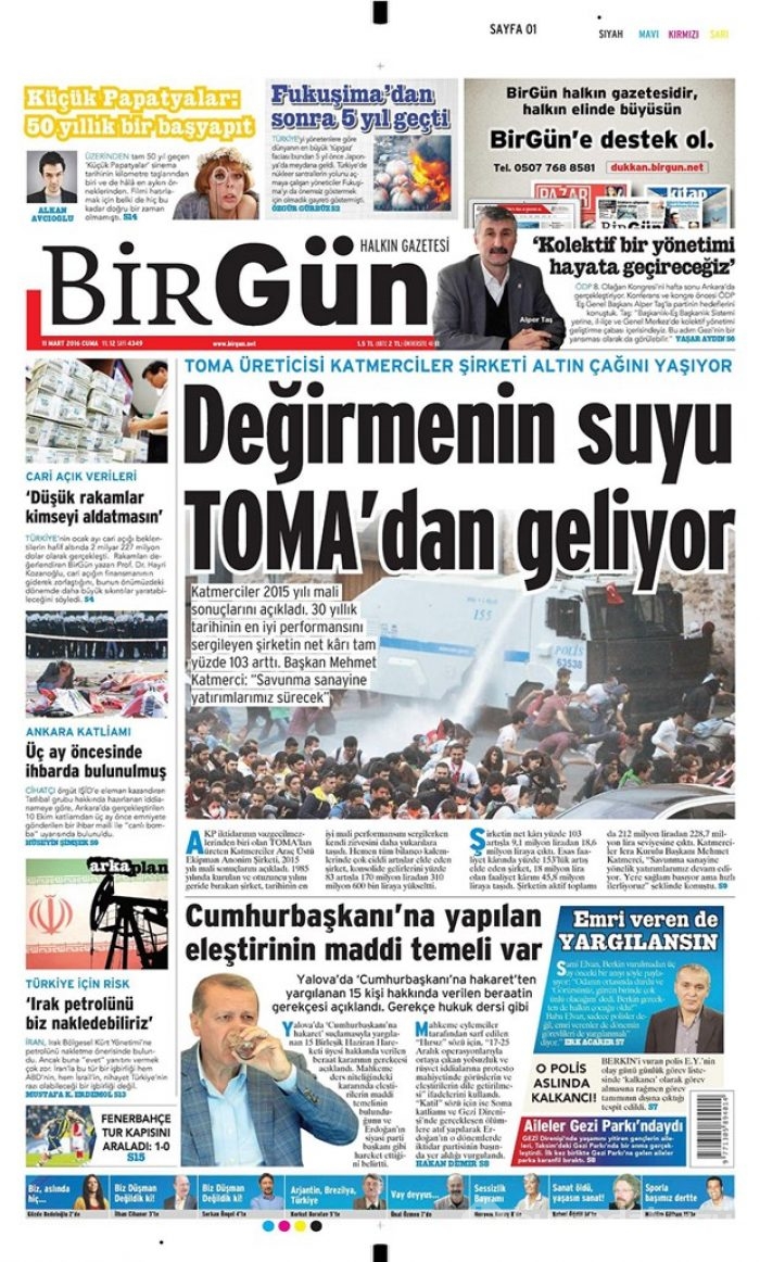 Günün gazete manşetleri  11 Mart 2016