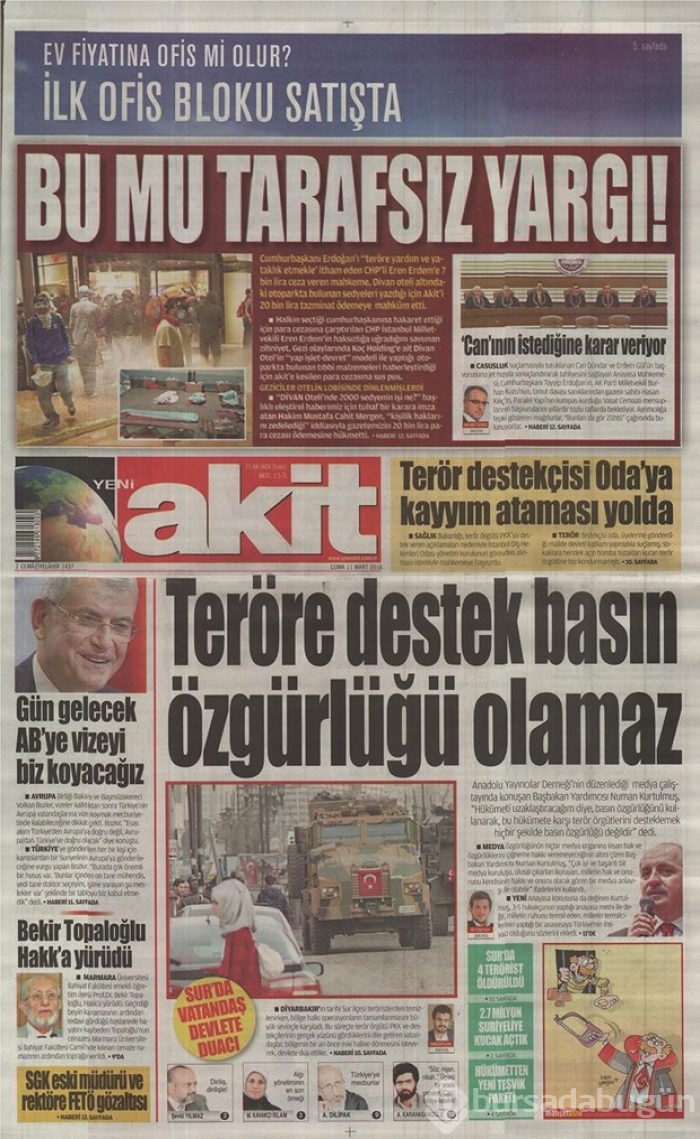 Günün gazete manşetleri  11 Mart 2016
