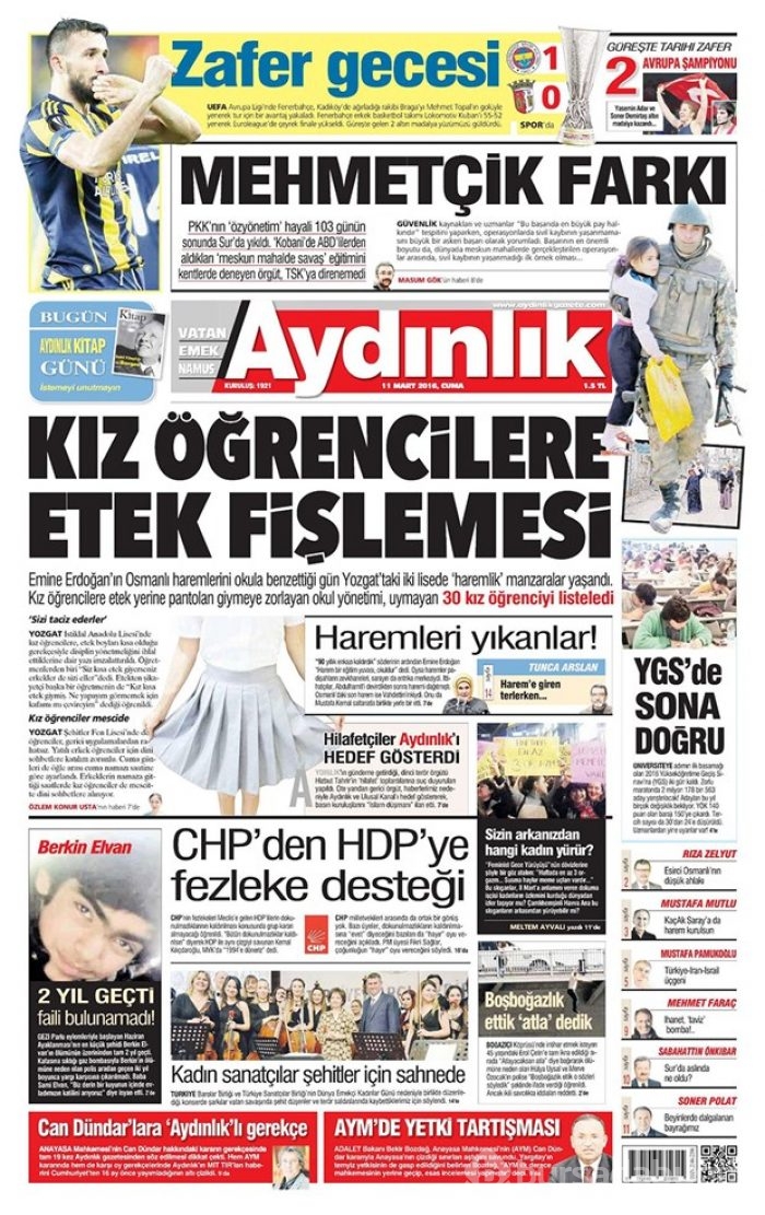 Günün gazete manşetleri  11 Mart 2016