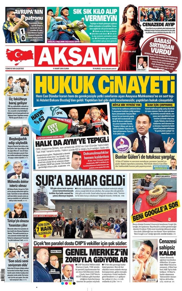 Günün gazete manşetleri  11 Mart 2016