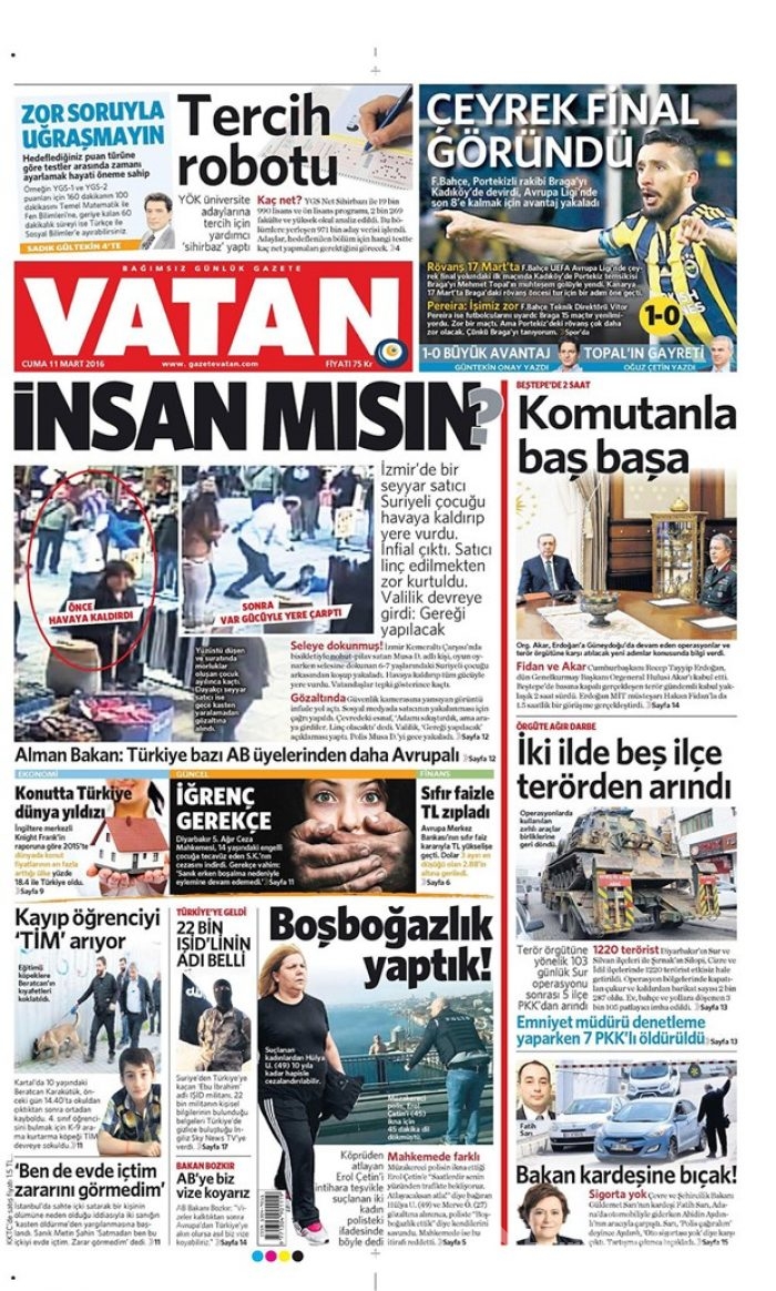 Günün gazete manşetleri  11 Mart 2016