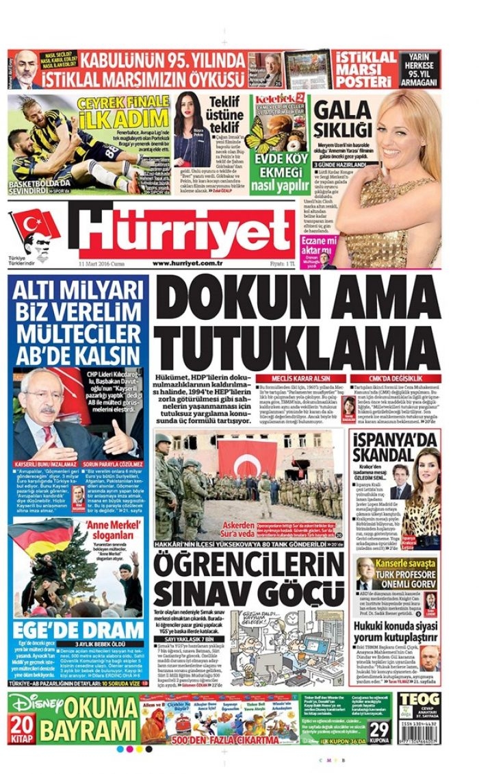 Günün gazete manşetleri  11 Mart 2016