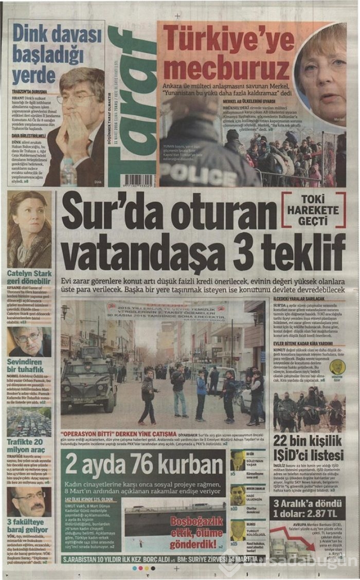 Günün gazete manşetleri  11 Mart 2016