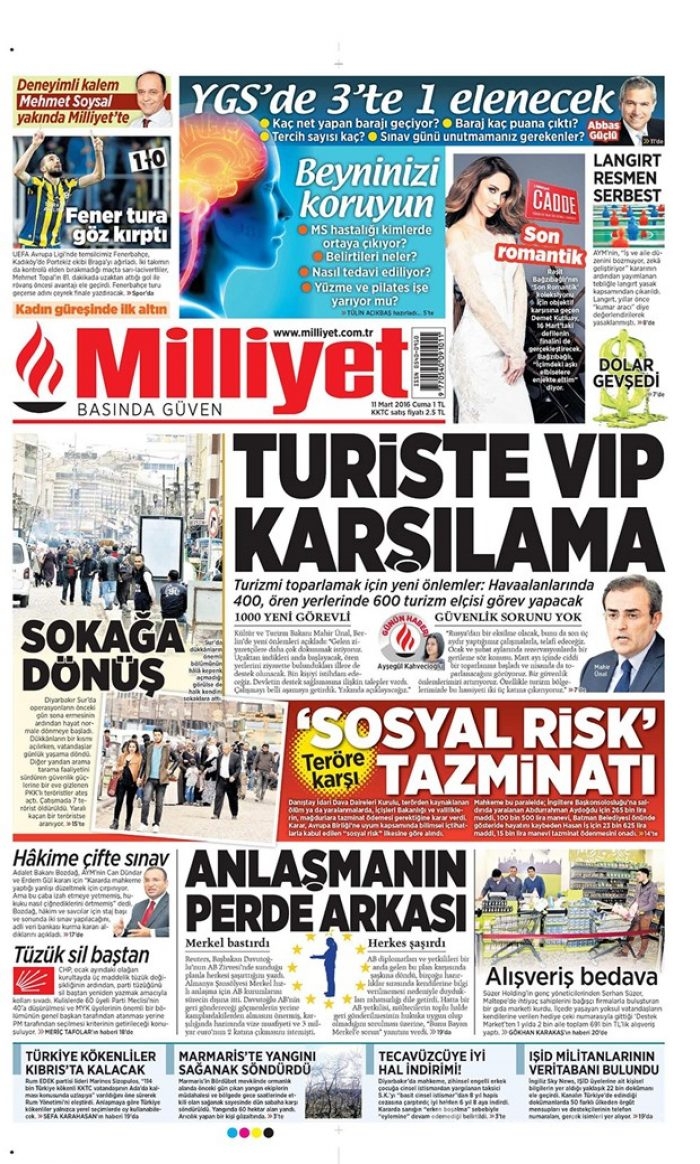 Günün gazete manşetleri  11 Mart 2016