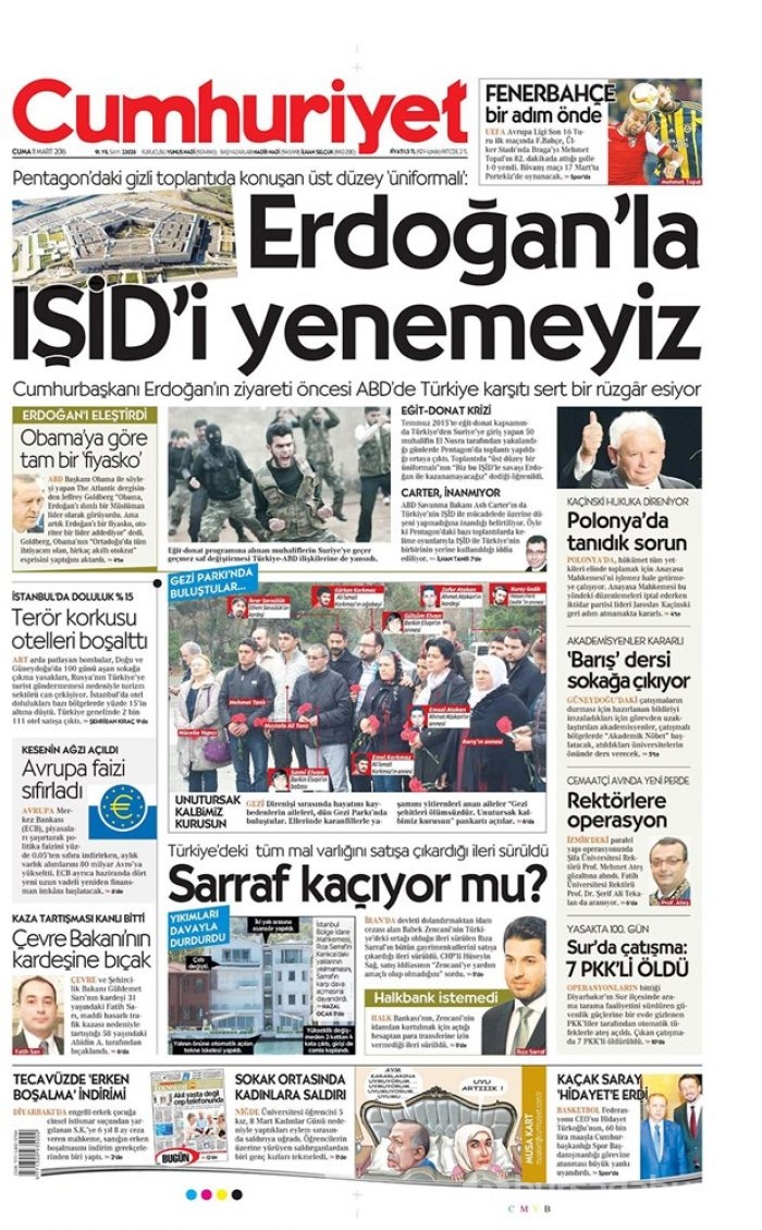 Günün gazete manşetleri  11 Mart 2016