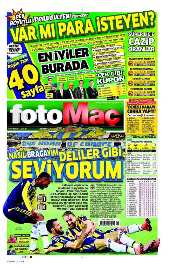 Günün gazete manşetleri  11 Mart 2016