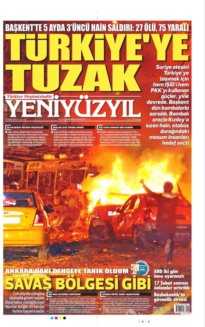 Gazete manşetleri (14 Mart 2016)