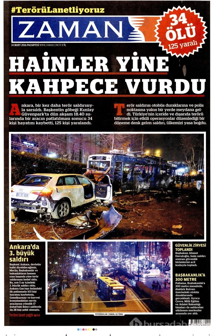 Gazete manşetleri (14 Mart 2016)