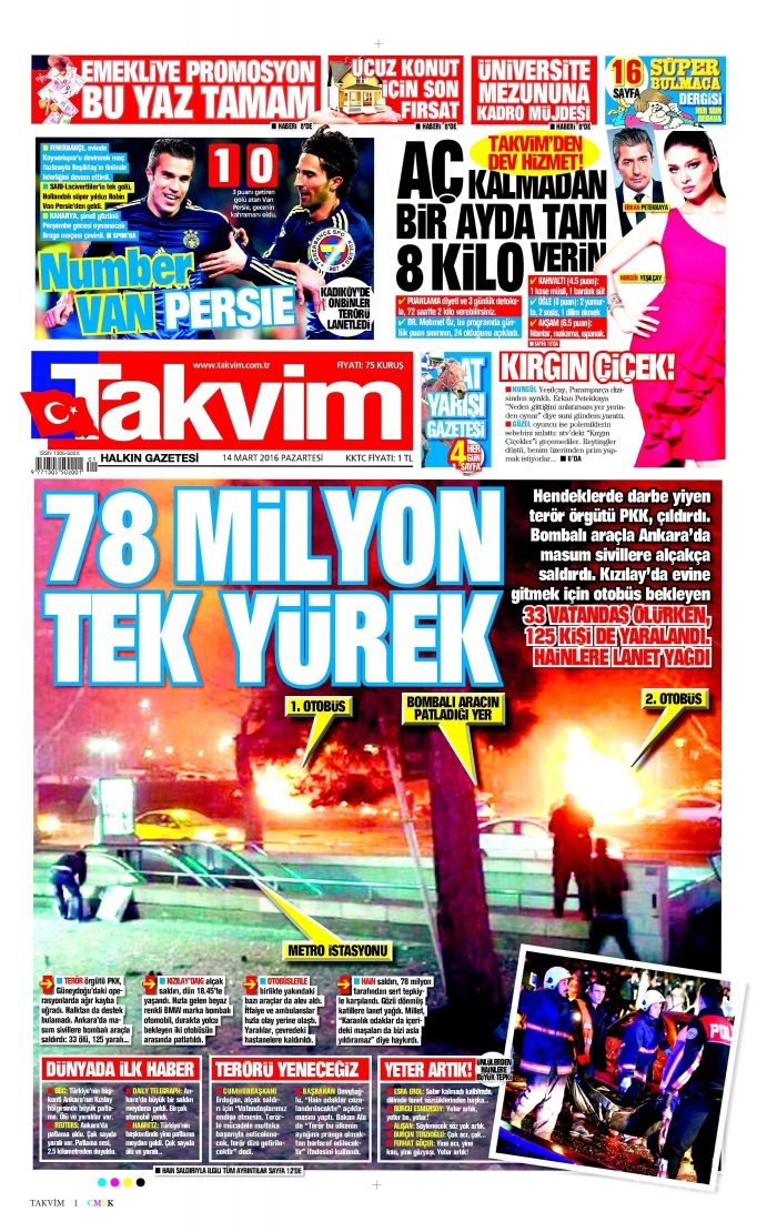 Gazete manşetleri (14 Mart 2016)