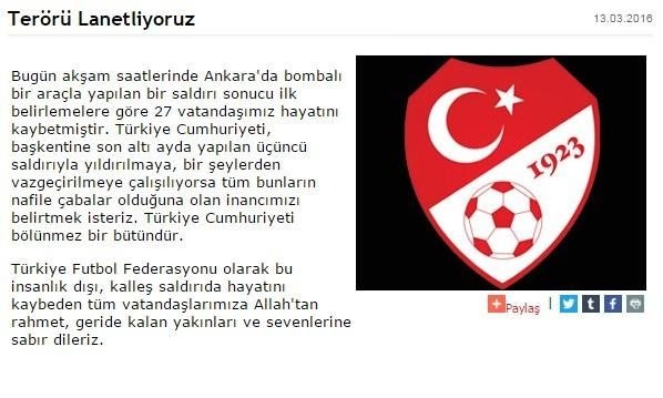 Futbol dünyasından teröre lanet