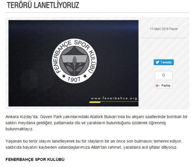 Futbol dünyasından teröre lanet