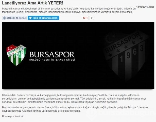 Futbol dünyasından teröre lanet