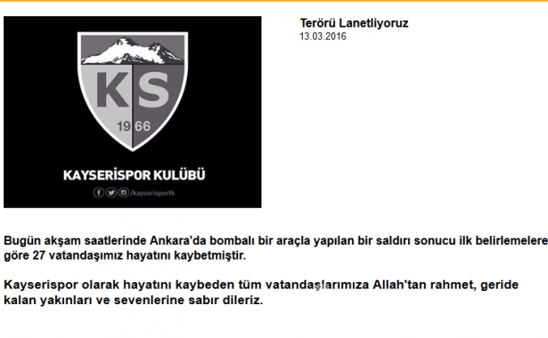 Futbol dünyasından teröre lanet