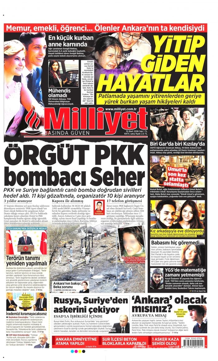 15 Mart gazete manşetleri