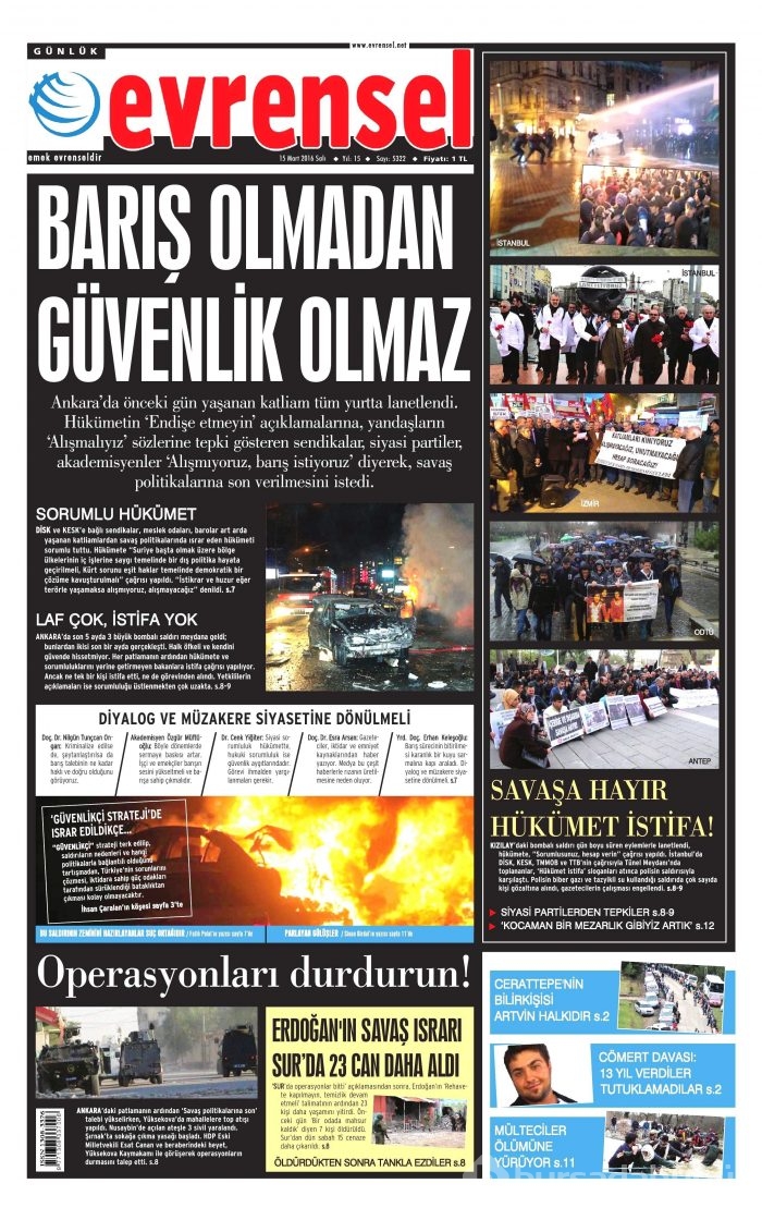 15 Mart gazete manşetleri