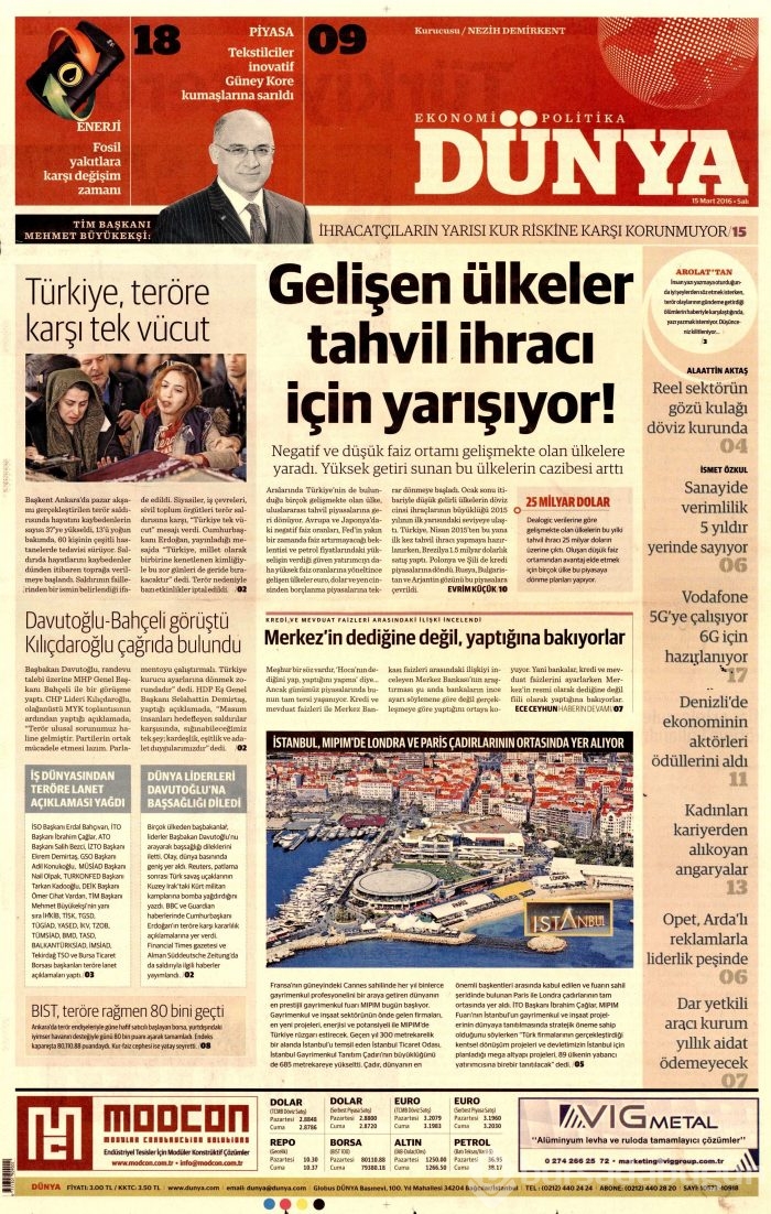15 Mart gazete manşetleri
