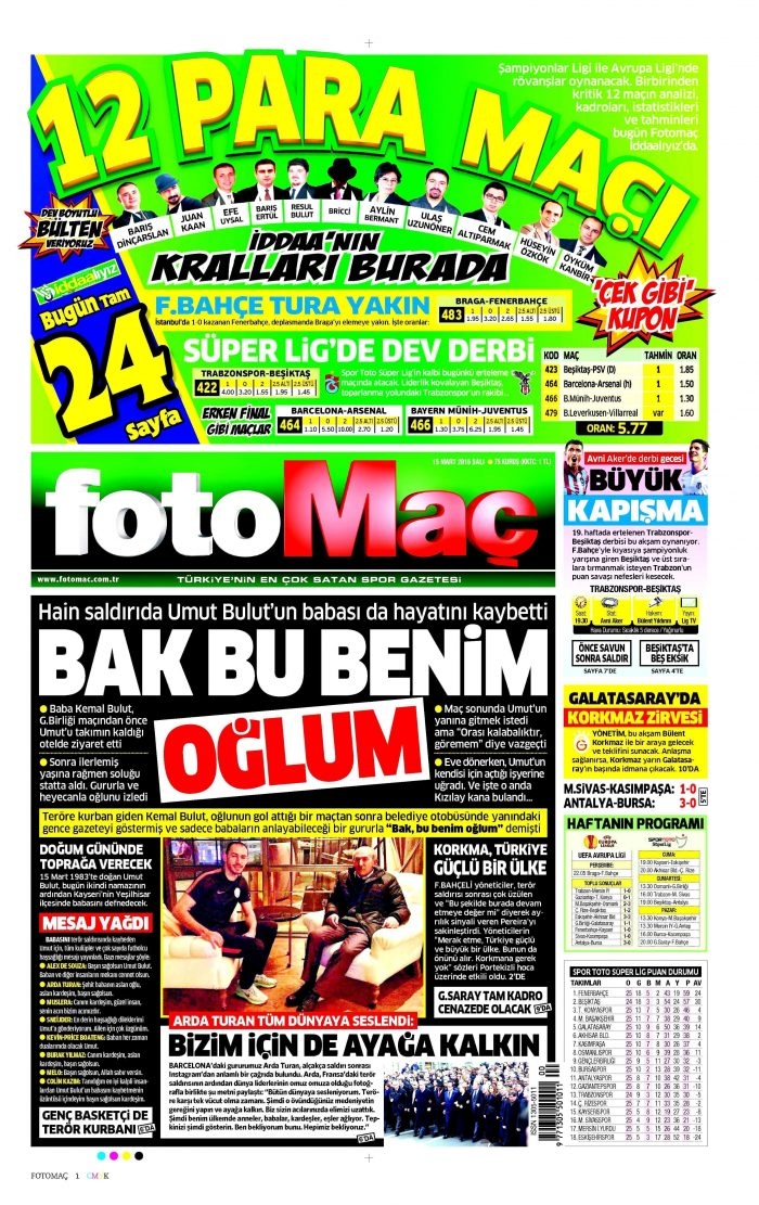 15 Mart gazete manşetleri