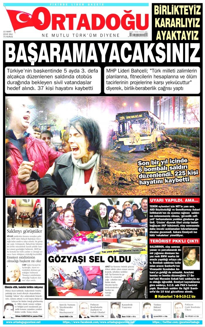 15 Mart gazete manşetleri