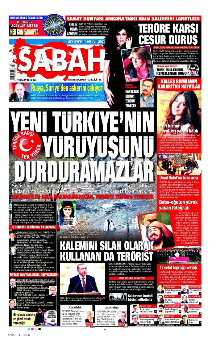 15 Mart gazete manşetleri