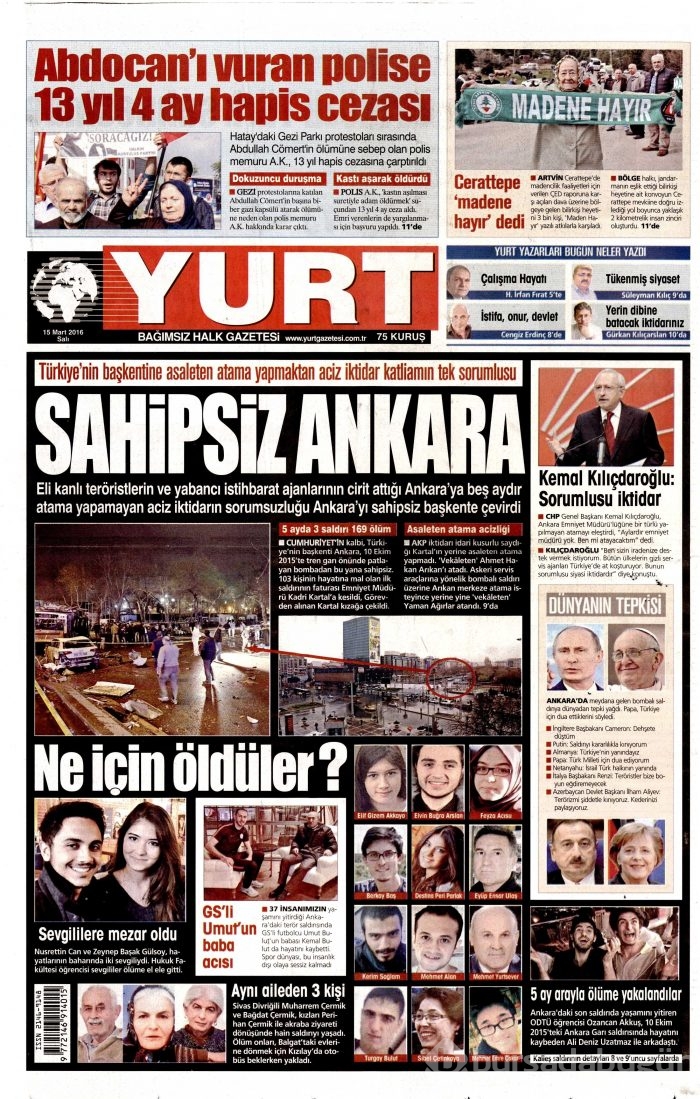15 Mart gazete manşetleri
