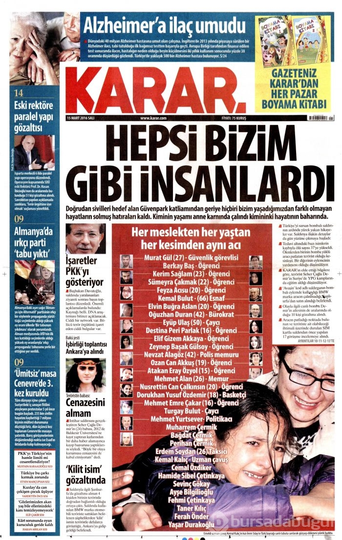 15 Mart gazete manşetleri