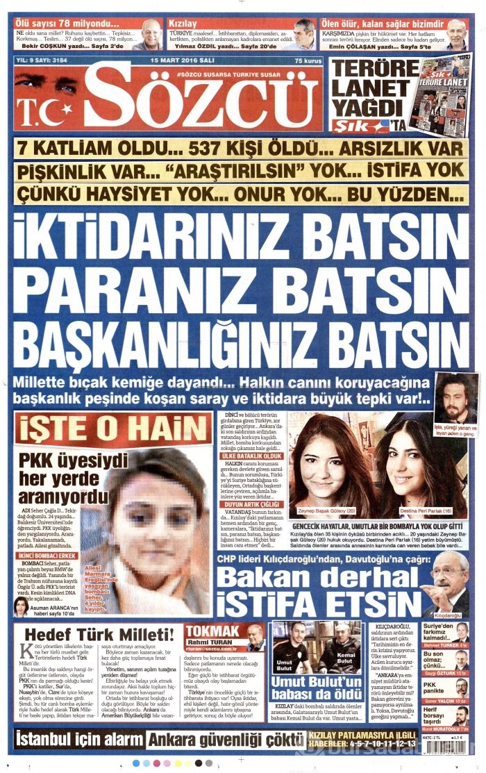 15 Mart gazete manşetleri