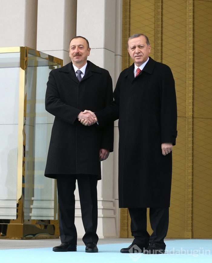 Cumhurbaşkanı Erdoğan, Azerbaycan Cumhurbas&#807;kanı Aliyev'i törenle karşıladı