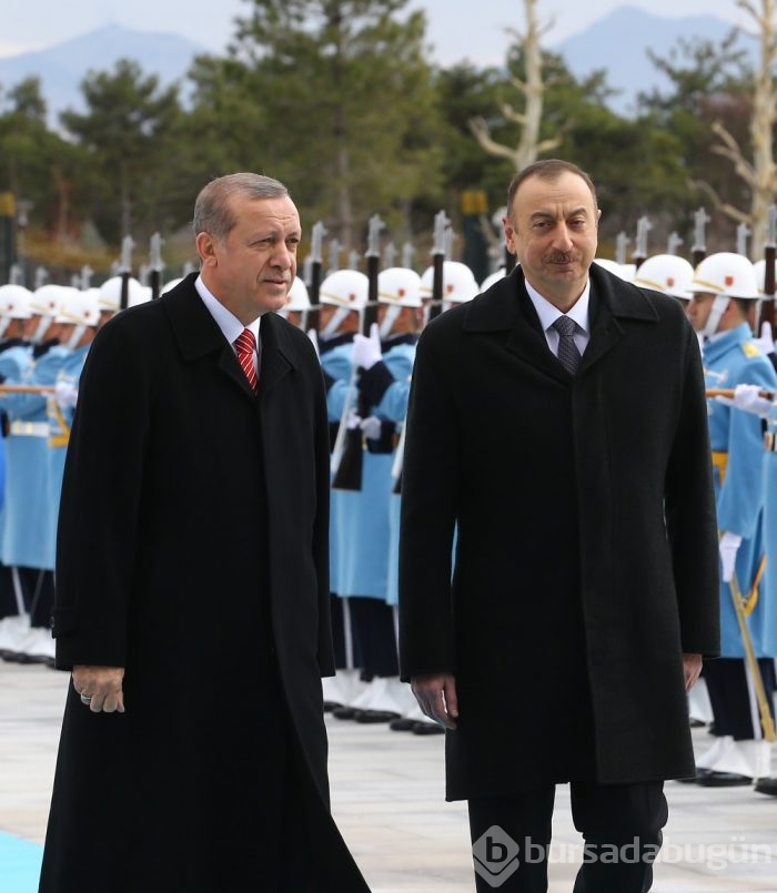 Cumhurbaşkanı Erdoğan, Azerbaycan Cumhurbas&#807;kanı Aliyev'i törenle karşıladı