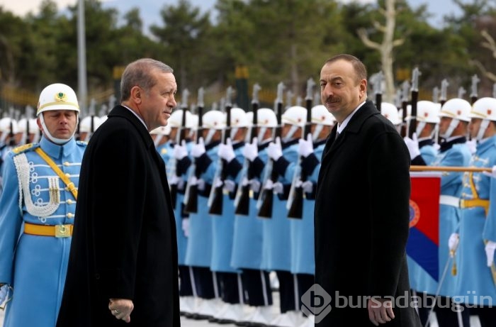 Cumhurbaşkanı Erdoğan, Azerbaycan Cumhurbas&#807;kanı Aliyev'i törenle karşıladı