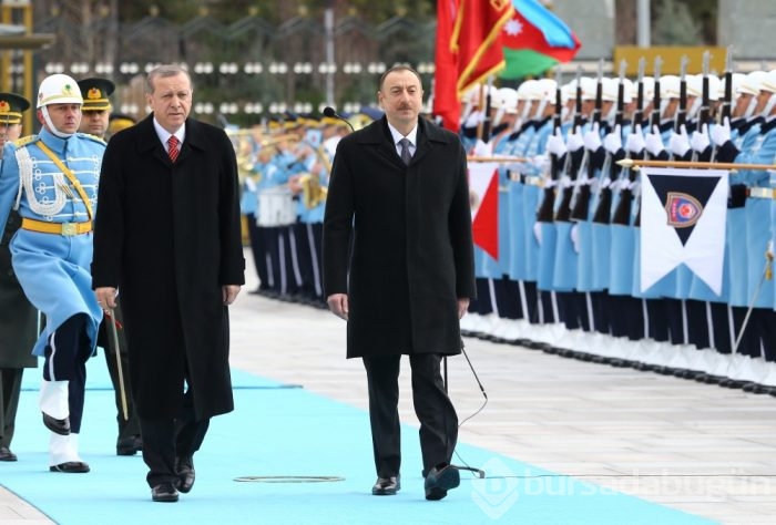 Cumhurbaşkanı Erdoğan, Azerbaycan Cumhurbas&#807;kanı Aliyev'i törenle karşıladı
