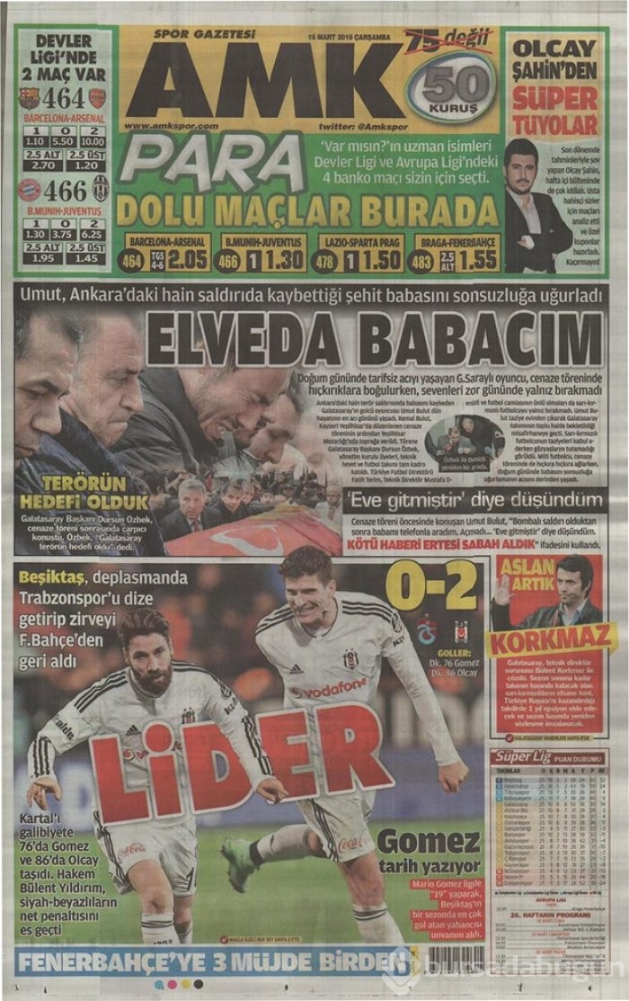 Günün gazete manşetleri - 16 Mart 2016