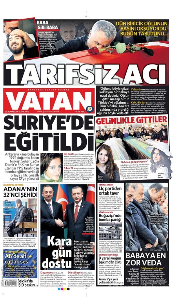 Günün gazete manşetleri - 16 Mart 2016