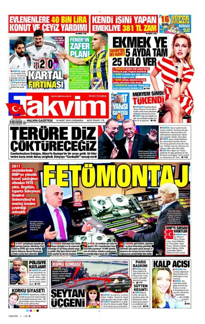 Günün gazete manşetleri - 16 Mart 2016