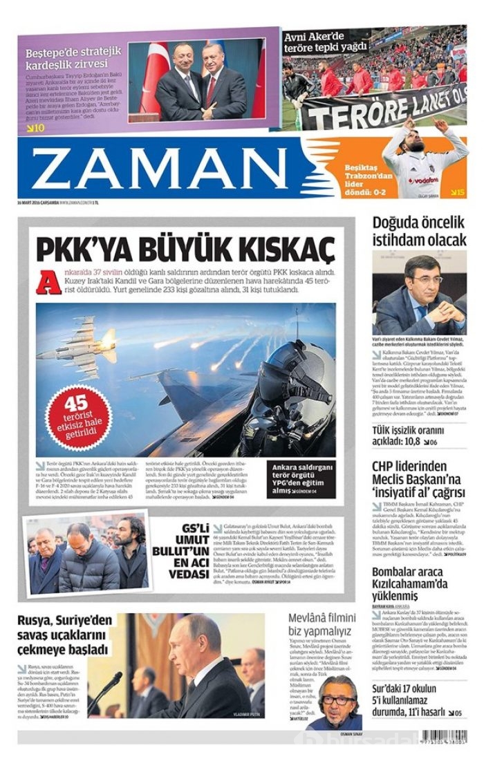 Günün gazete manşetleri - 16 Mart 2016