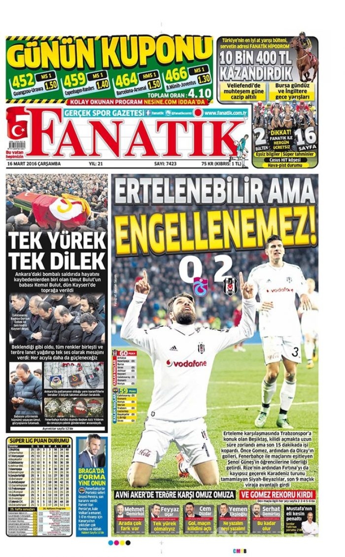 Günün gazete manşetleri - 16 Mart 2016