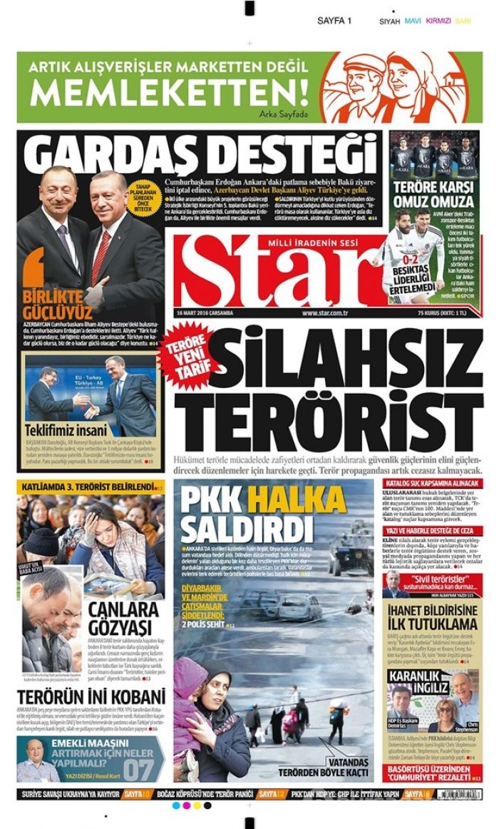 Günün gazete manşetleri - 16 Mart 2016