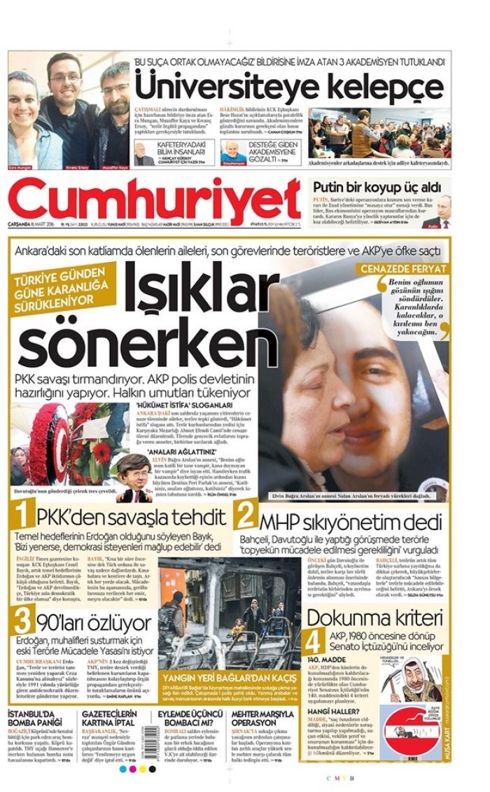 Günün gazete manşetleri - 16 Mart 2016