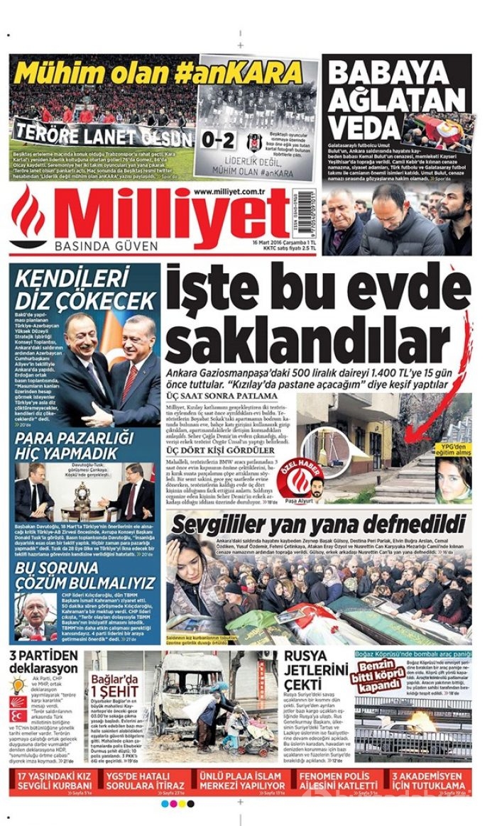 Günün gazete manşetleri - 16 Mart 2016