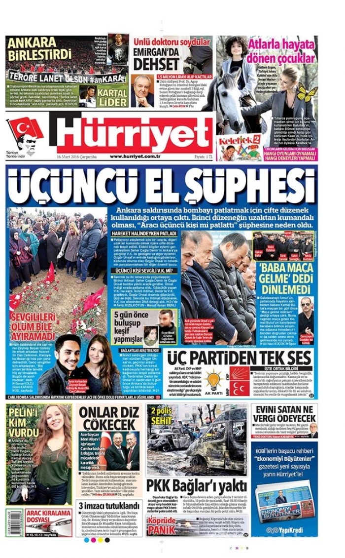 Günün gazete manşetleri - 16 Mart 2016