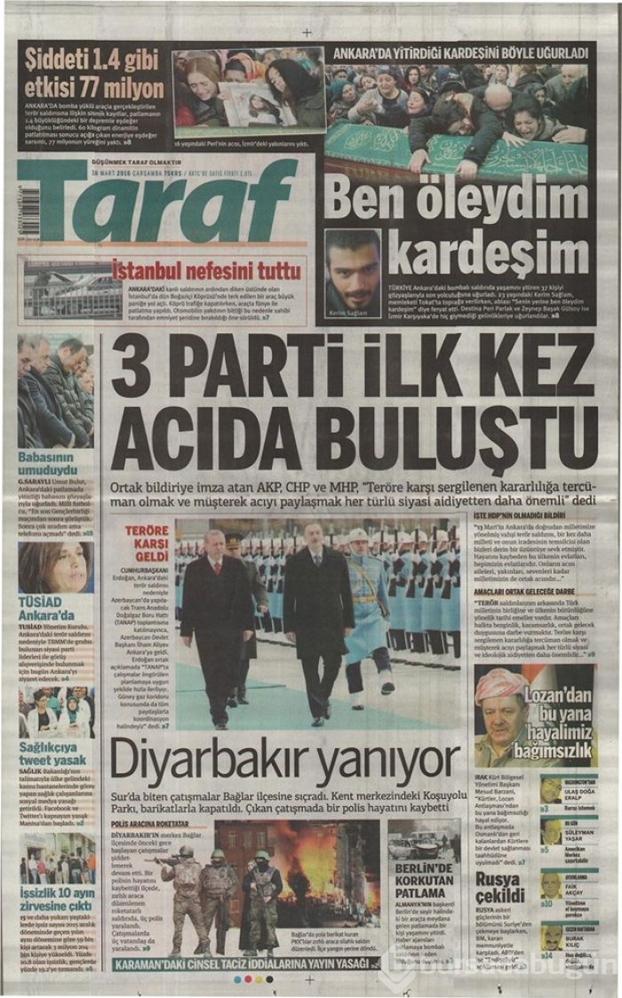 Günün gazete manşetleri - 16 Mart 2016