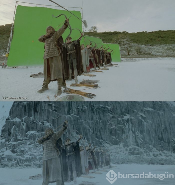 Görsel efektlerden önce ve sonra 11 film karesi