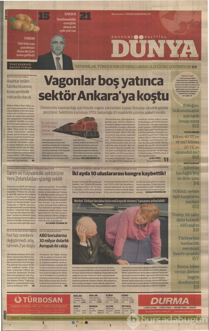 Günün gazete manşetleri - 17 Mart 2016
