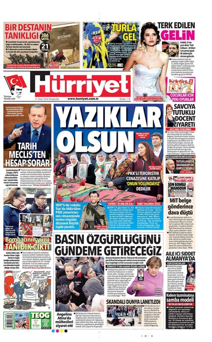 Günün gazete manşetleri - 17 Mart 2016
