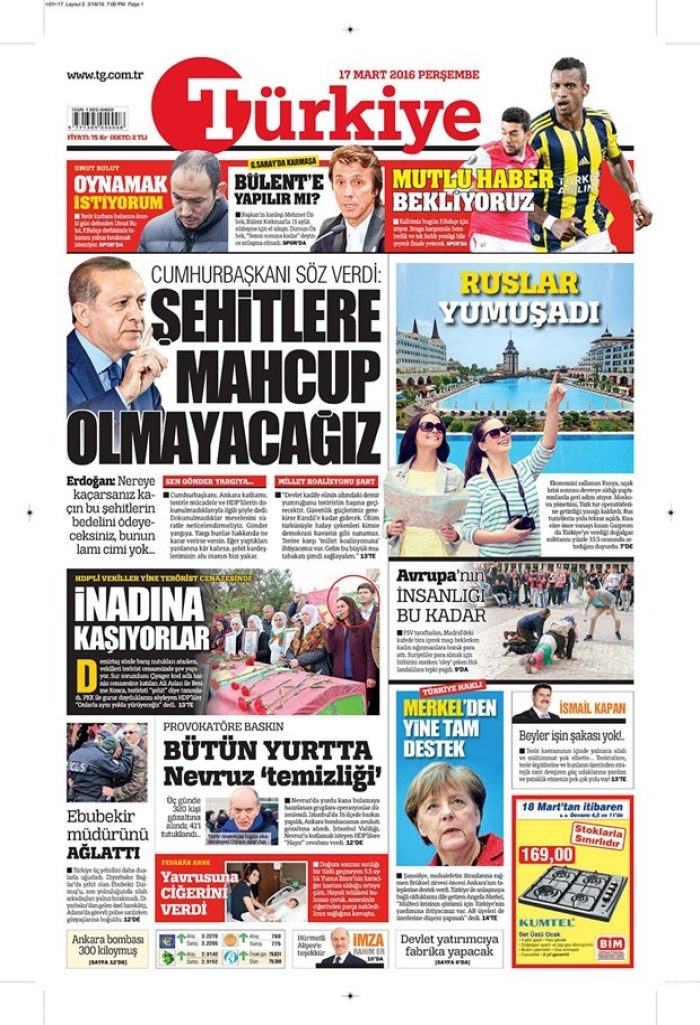 Günün gazete manşetleri - 17 Mart 2016
