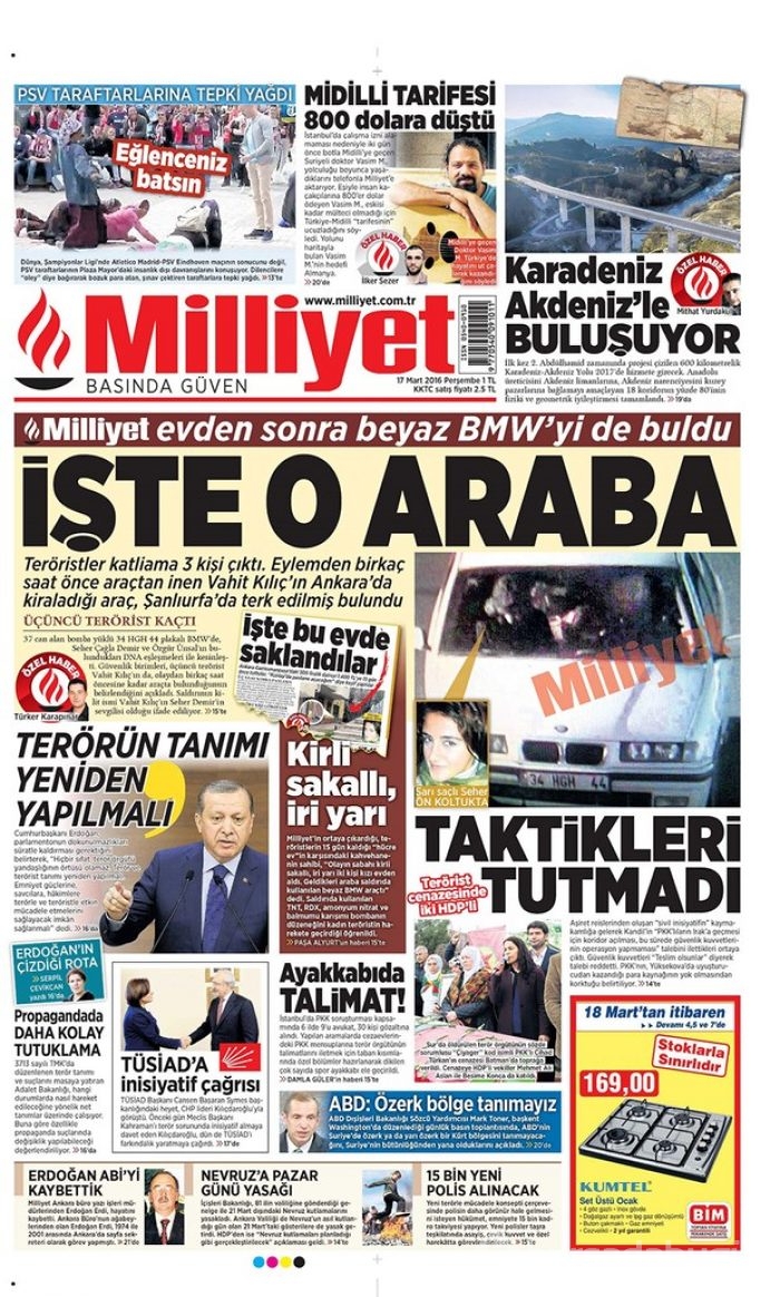 Günün gazete manşetleri - 17 Mart 2016
