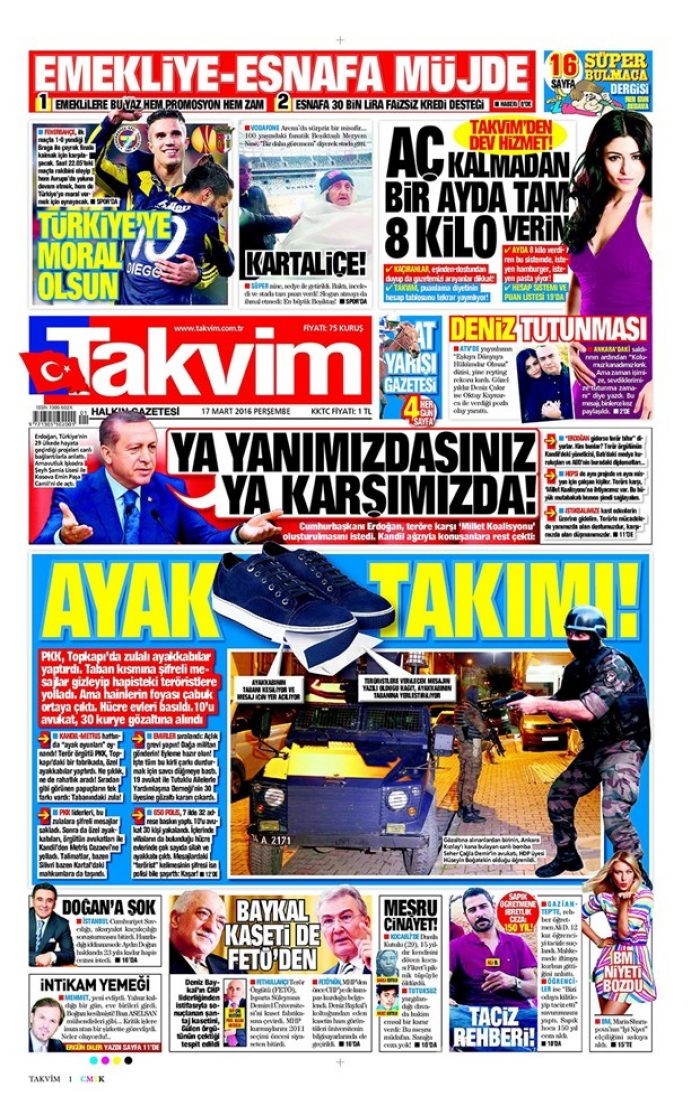 Günün gazete manşetleri - 17 Mart 2016
